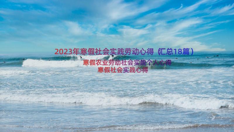 2023年寒假社会实践劳动心得（汇总18篇）