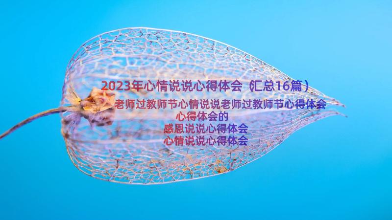 2023年心情说说心得体会（汇总16篇）