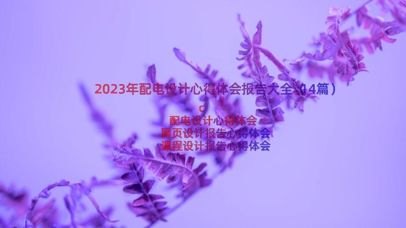 2023年配电设计心得体会报告大全（14篇）