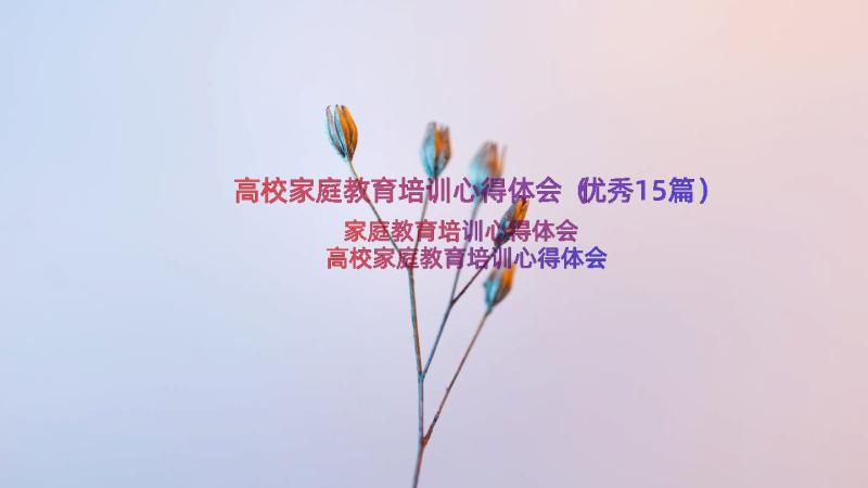 高校家庭教育培训心得体会（优秀15篇）