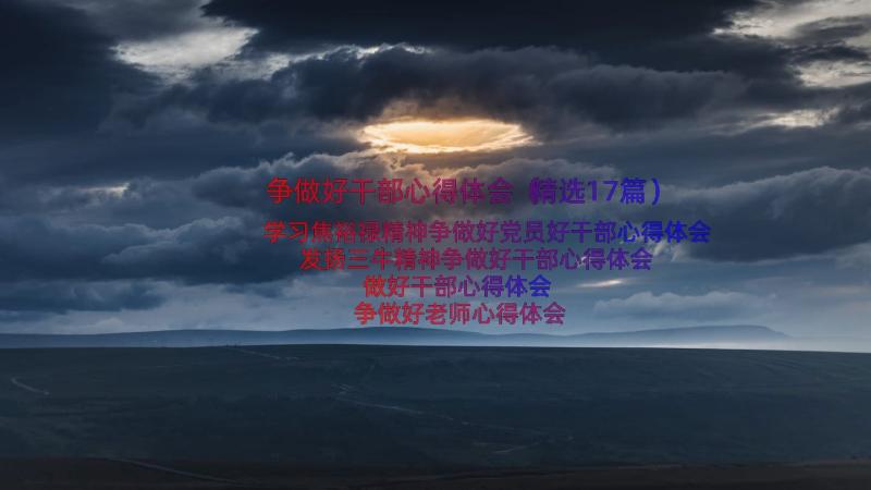 争做好干部心得体会（精选17篇）