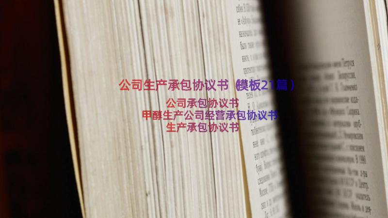 公司生产承包协议书（模板21篇）