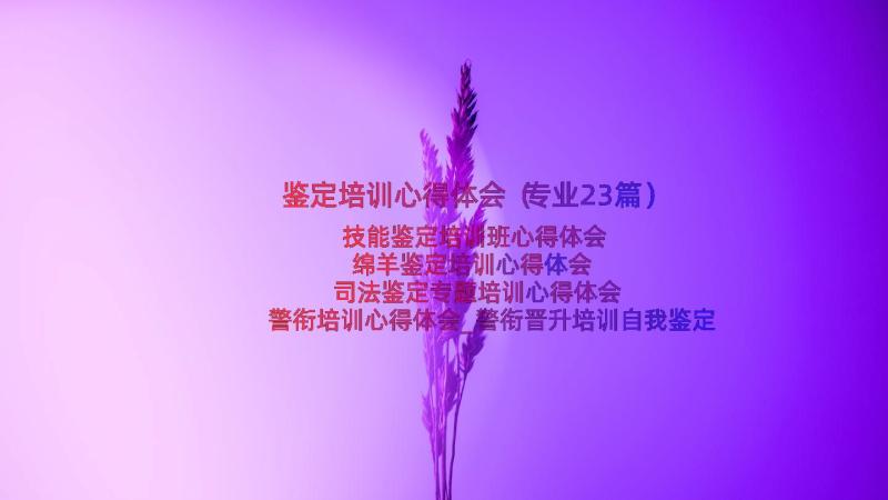 鉴定培训心得体会（专业23篇）