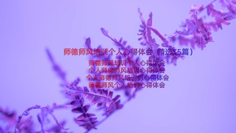 师德师风培训个人心得体会（精选15篇）