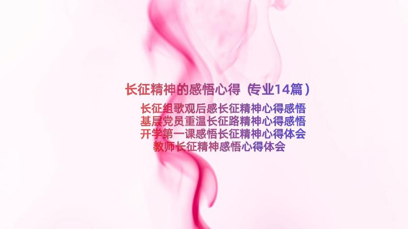 长征精神的感悟心得（专业14篇）