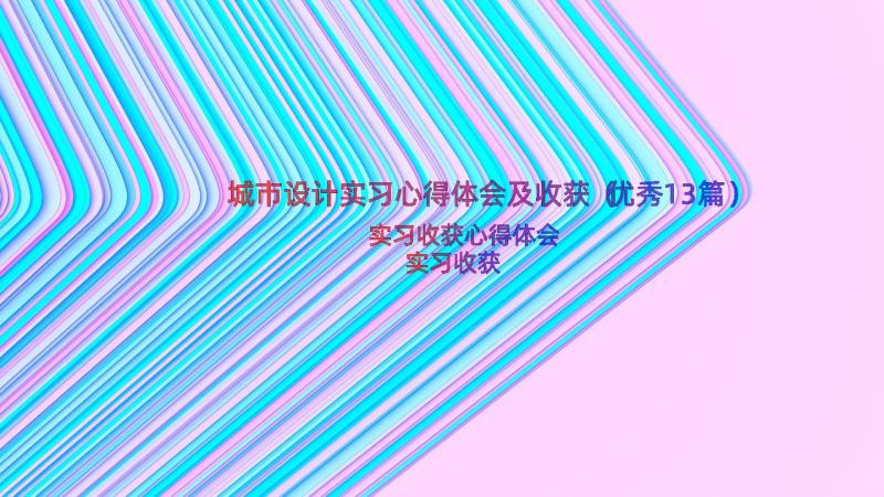 城市设计实习心得体会及收获（优秀13篇）