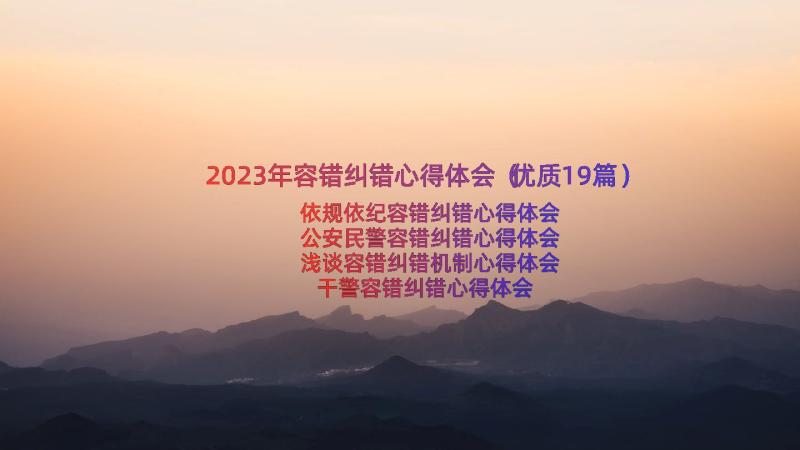 2023年容错纠错心得体会（优质19篇）