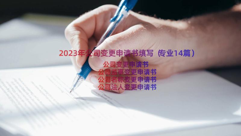 2023年公司变更申请书填写（专业14篇）