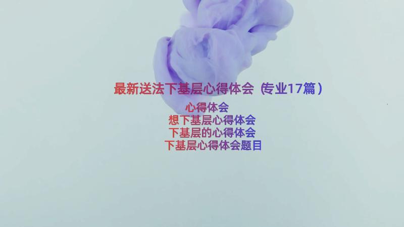 最新送法下基层心得体会（专业17篇）