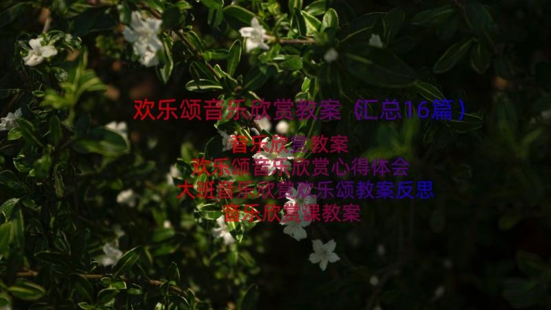 欢乐颂音乐欣赏教案（汇总16篇）