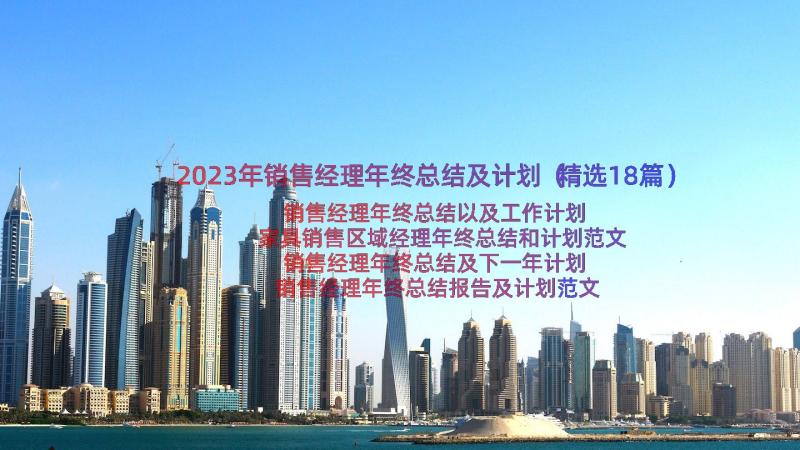 2023年销售经理年终总结及计划（精选18篇）