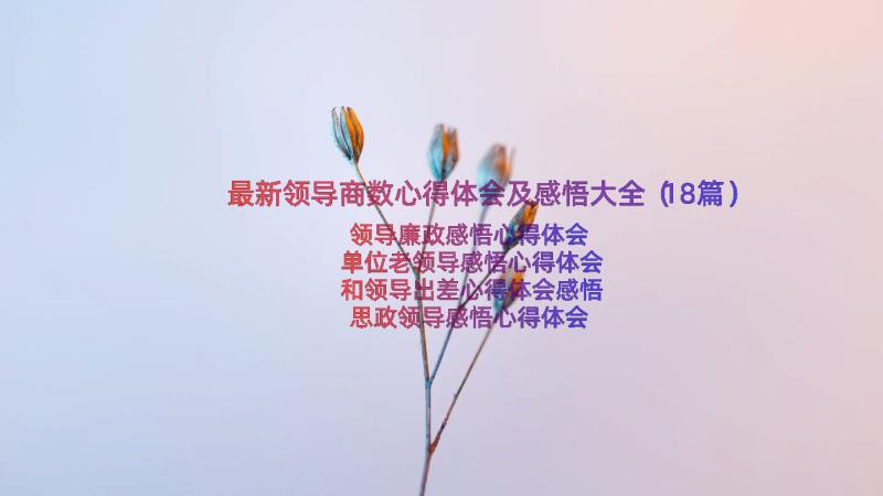 最新领导商数心得体会及感悟大全（18篇）