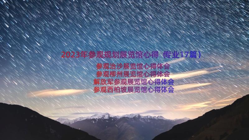 2023年参观规划展览馆心得（专业17篇）