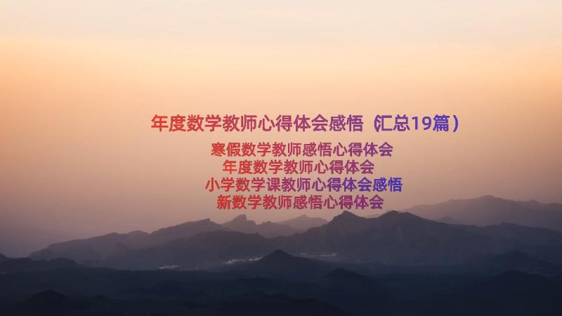 年度数学教师心得体会感悟（汇总19篇）