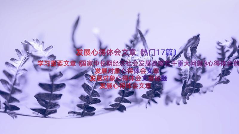 发展心得体会文章（热门17篇）