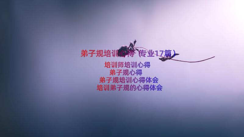 弟子规培训心得（专业17篇）