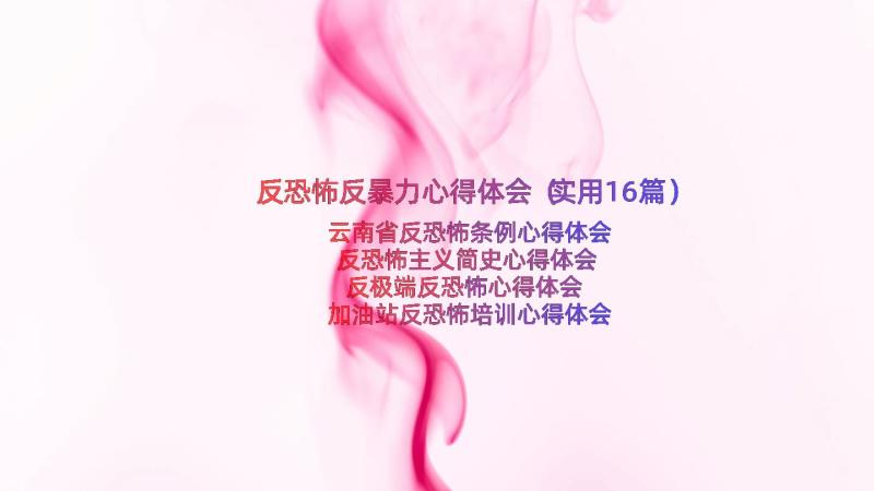 反恐怖反暴力心得体会（实用16篇）