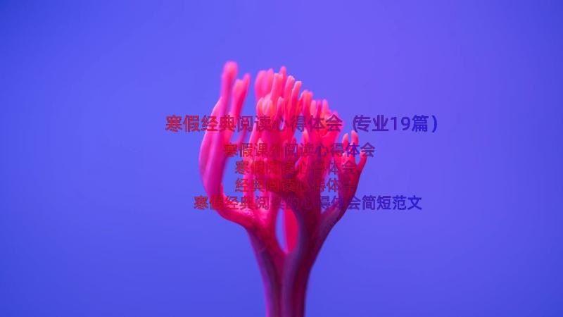 寒假经典阅读心得体会（专业19篇）