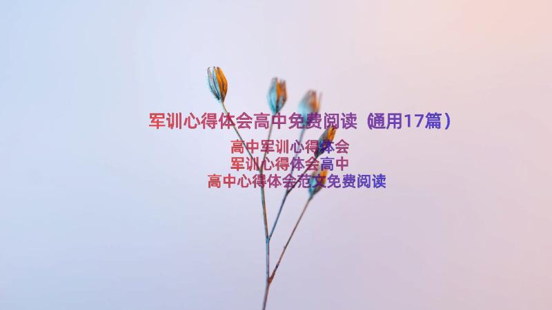 军训心得体会高中免费阅读（通用17篇）