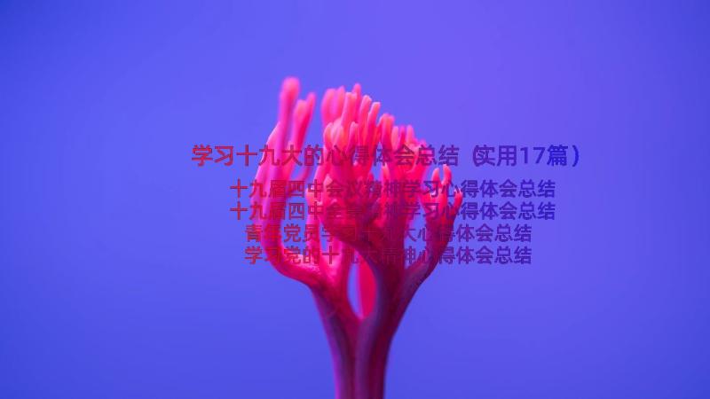 学习十九大的心得体会总结（实用17篇）