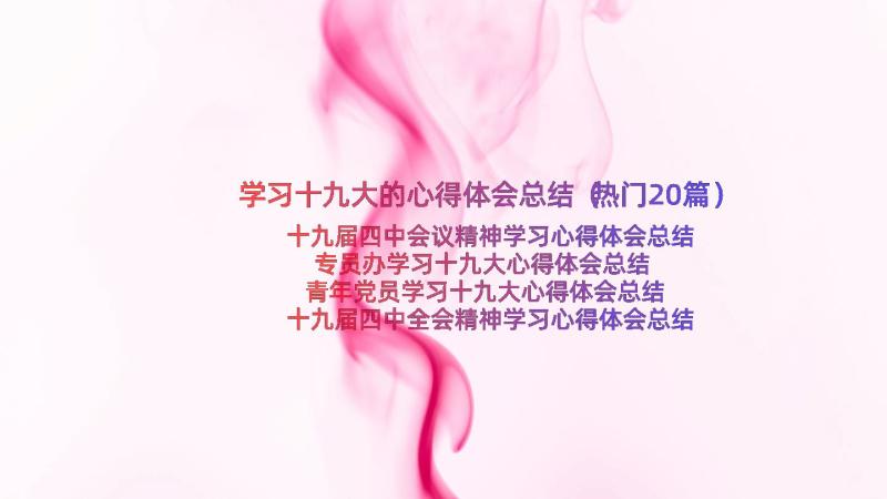 学习十九大的心得体会总结（热门20篇）