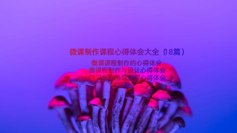 微课制作课程心得体会大全（18篇）