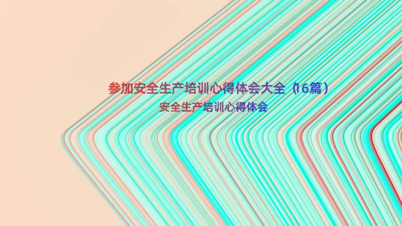 参加安全生产培训心得体会大全（16篇）