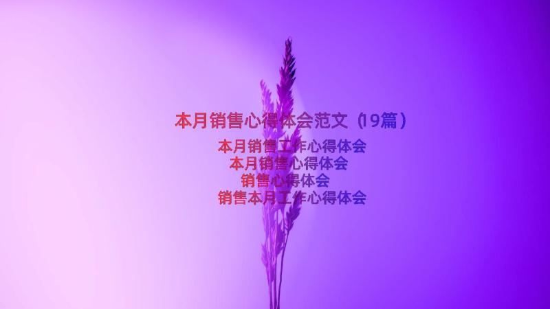 本月销售心得体会范文（19篇）