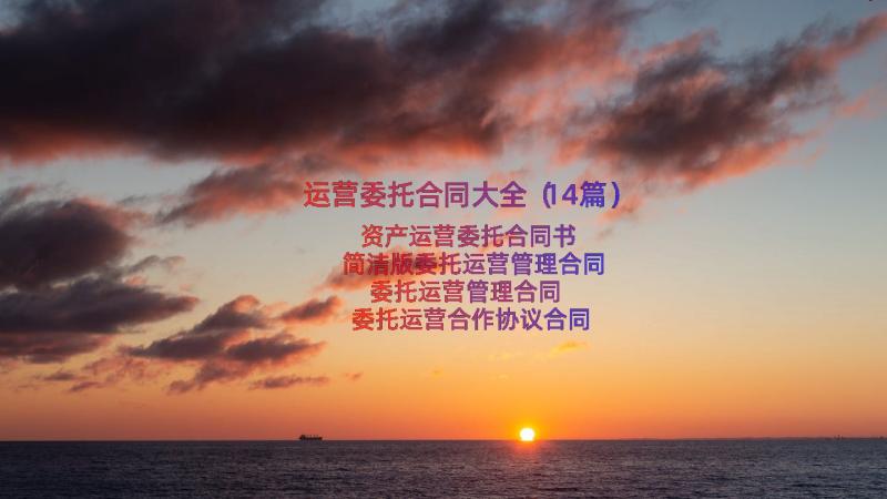 运营委托合同大全（14篇）