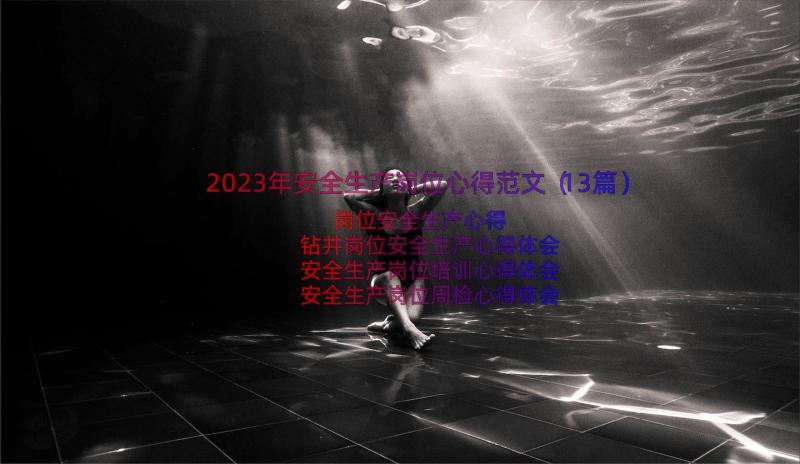 2023年安全生产岗位心得范文（13篇）