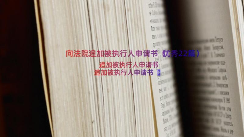 向法院追加被执行人申请书（优秀22篇）