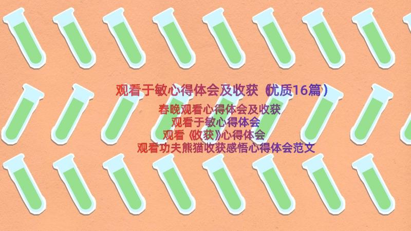 观看于敏心得体会及收获（优质16篇）