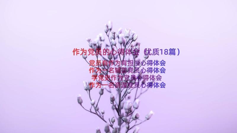 作为党员的心得体会（优质18篇）