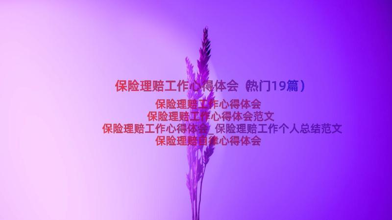 保险理赔工作心得体会（热门19篇）