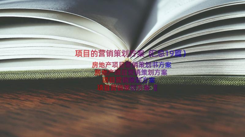 项目的营销策划方案（汇总19篇）