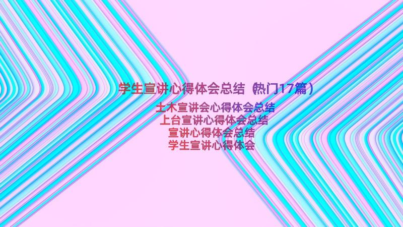 学生宣讲心得体会总结（热门17篇）