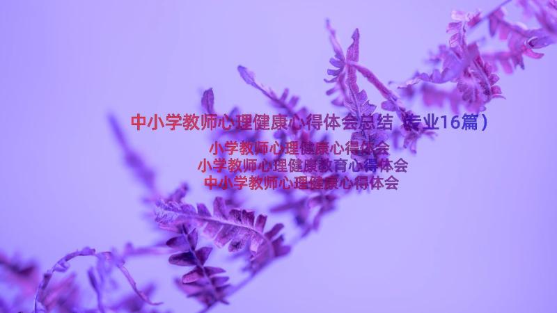 中小学教师心理健康心得体会总结（专业16篇）