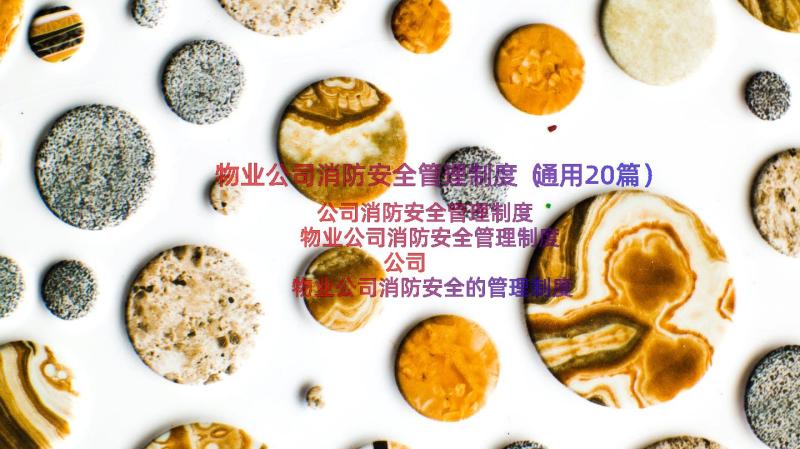 物业公司消防安全管理制度（通用20篇）