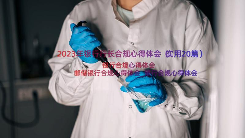 2023年银行行长合规心得体会（实用20篇）