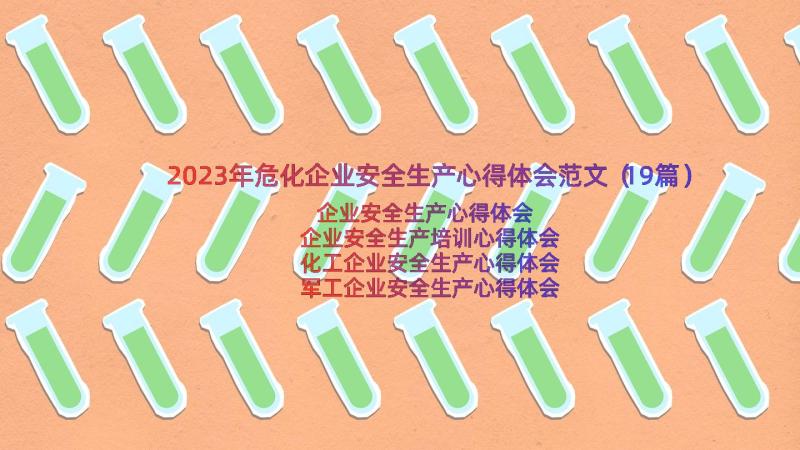 2023年危化企业安全生产心得体会范文（19篇）