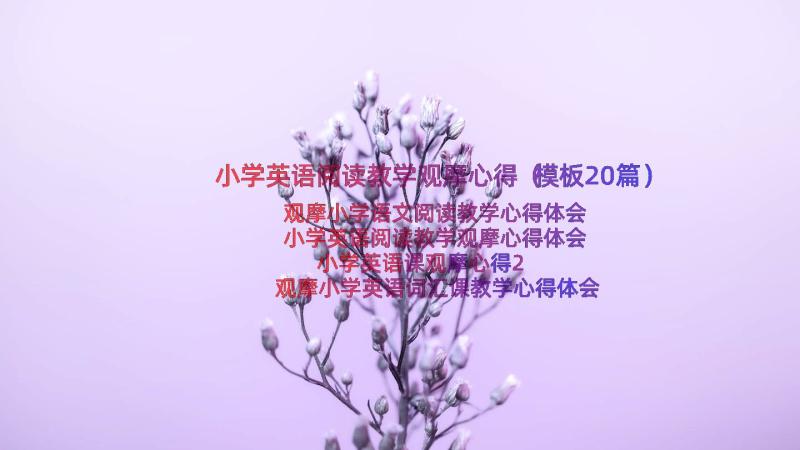 小学英语阅读教学观摩心得（模板20篇）