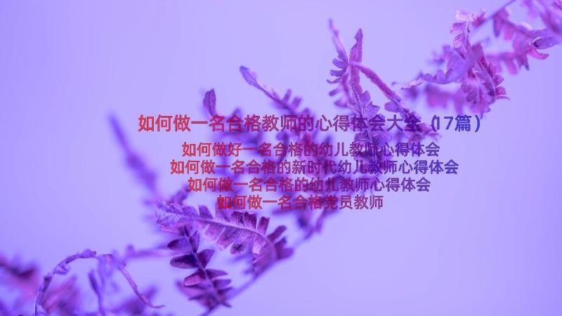 如何做一名合格教师的心得体会大全（17篇）