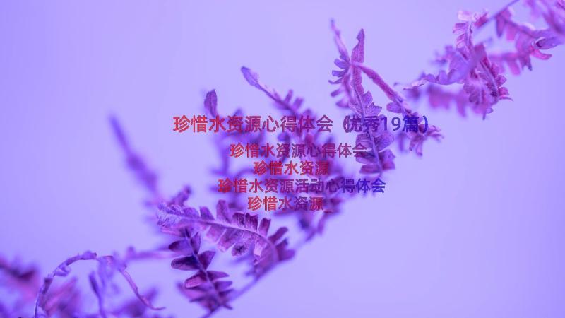 珍惜水资源心得体会（优秀19篇）