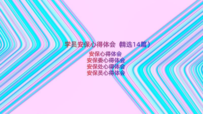 学员安保心得体会（精选14篇）