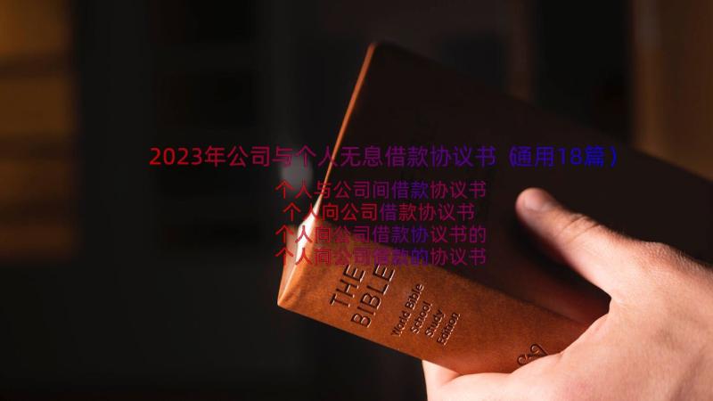 2023年公司与个人无息借款协议书（通用18篇）