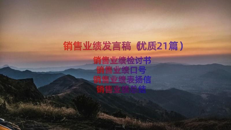 销售业绩发言稿（优质21篇）