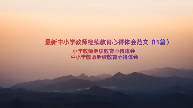 最新中小学教师继续教育心得体会范文（15篇）