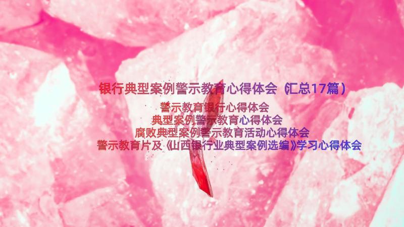 银行典型案例警示教育心得体会（汇总17篇）