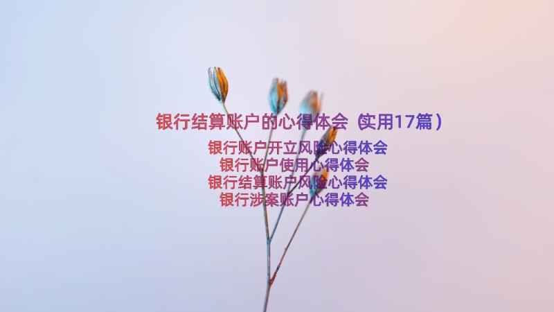 银行结算账户的心得体会（实用17篇）