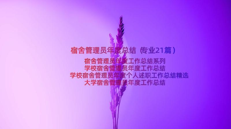 宿舍管理员年度总结（专业21篇）